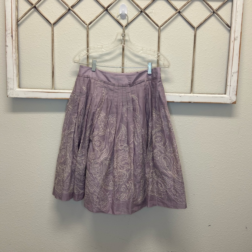 Talbots purple skirt with white embroidery